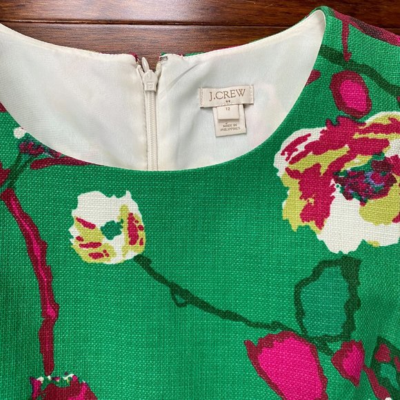 J. Crew Dresses J Crew Womens Shift Dress Green Pink Floral Size 2